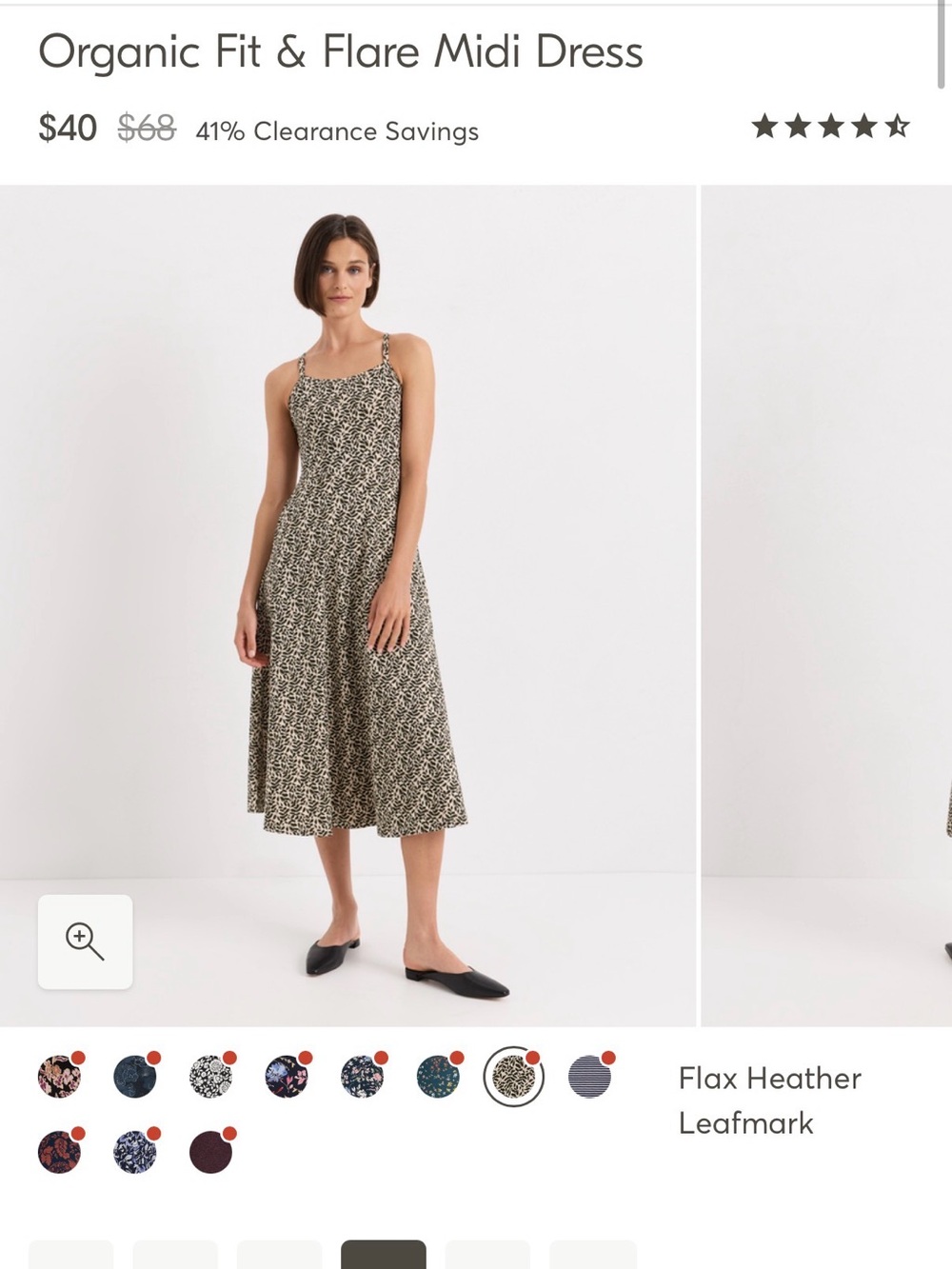 Fit & Flare Midi Dress in Black and Cream Leafmark